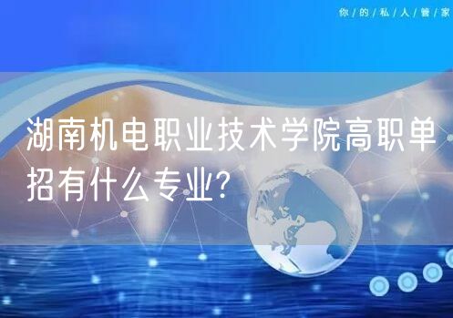 湖南机电职业技术学院高职单招有什么专业?